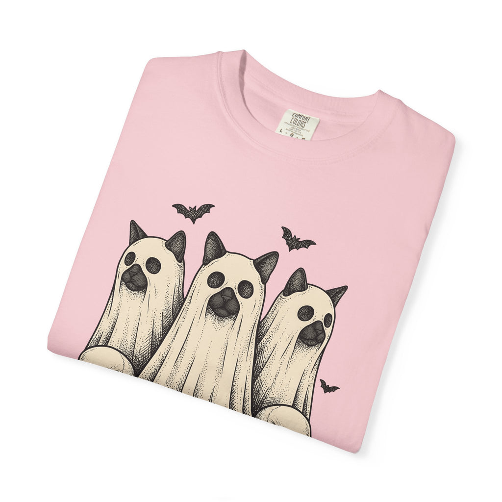 Phantom Cats Shirt Halloween Pet Gift Women Classic Tee Ghost Cats T-Shirt Halloween Fan Spooky Tshirt Animal Graphic Doodle Bones Tshirt