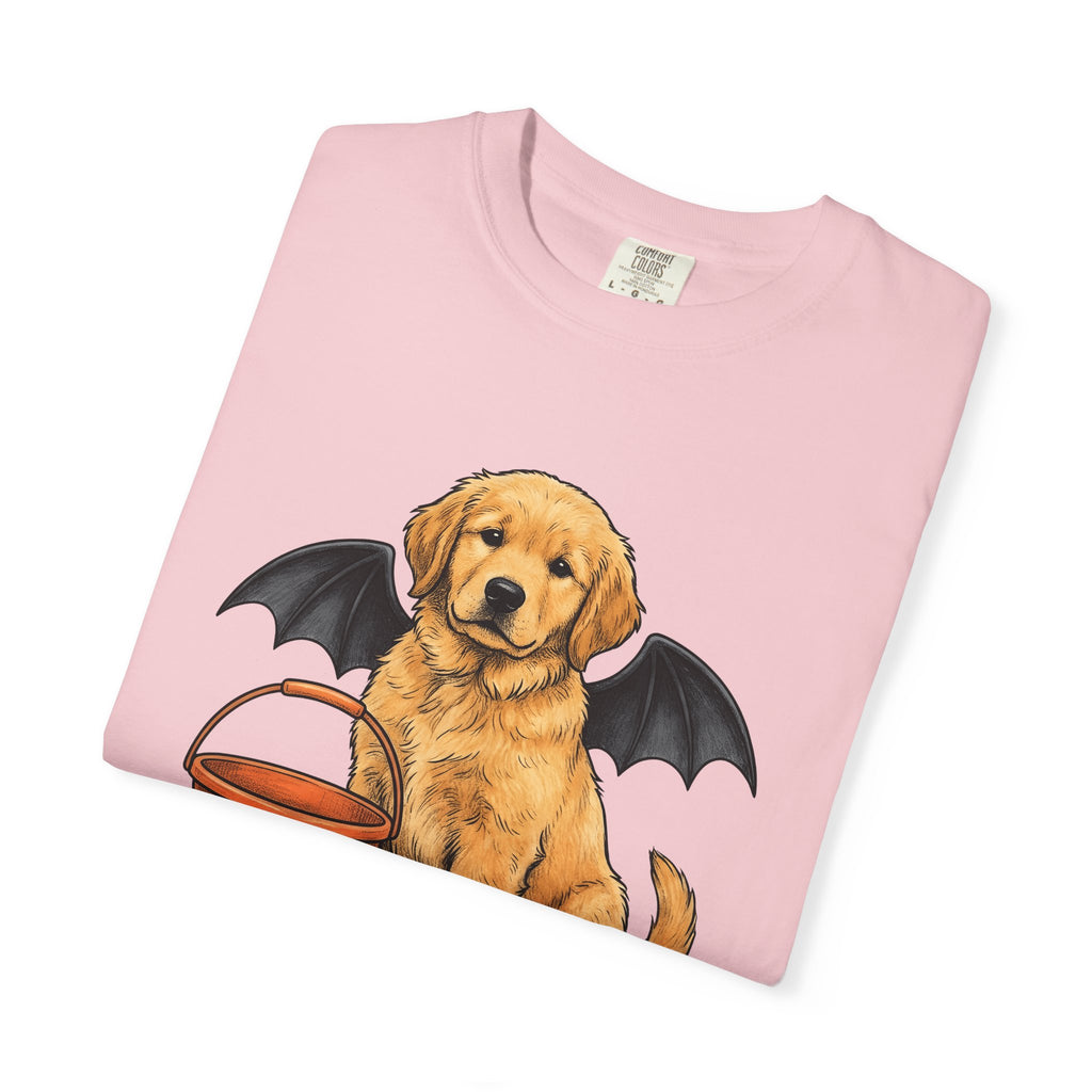 Golden Retriever Puppy Shirt Dog October Gift Women Cartoon Tee Puppy T-Shirt Dog Fan Pup Cartoon Tshirt Autumn Graphic Line Art Jack O