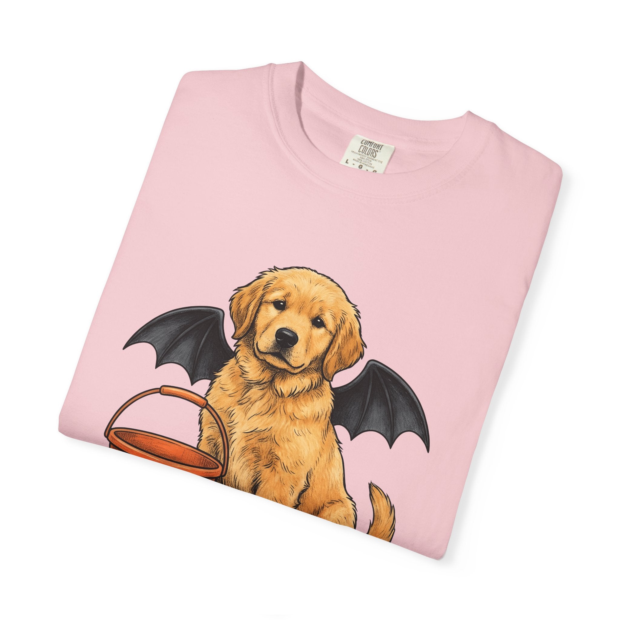 Golden Retriever Puppy Shirt Dog October Gift Women Cartoon Tee Puppy T-Shirt Dog Fan Pup Cartoon Tshirt Autumn Graphic Line Art Jack O