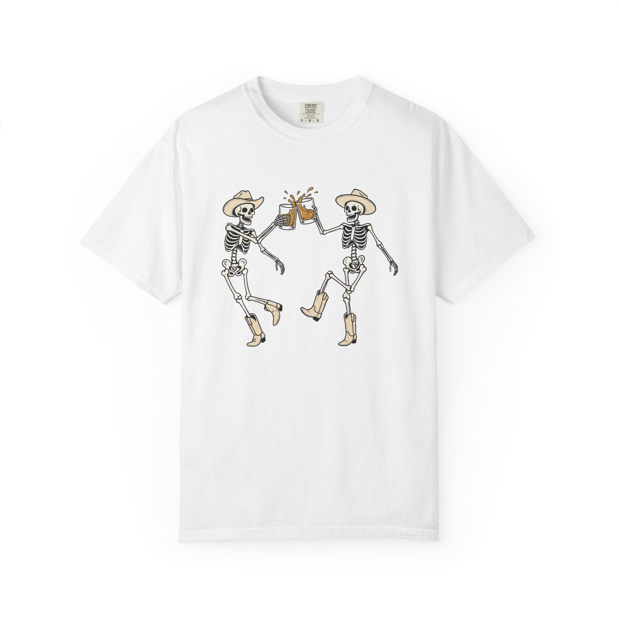Cowboy Bones Shirt Halloween Rodeo Gift Women Animated Tee Skeleton T-Shirt Horror Fan Cartoon Tshirt Rodeo Graphic Sketch Leather Boots