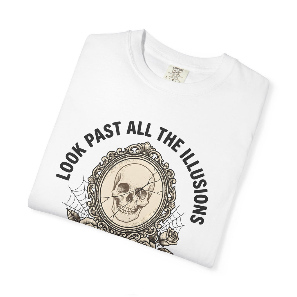 Skull Face Shirt Gothic Blossom Gift Women Spooky Tee Skull T-Shirt Goth Fan Creepy Tshirt Bloom Graphic Classic Garden Rose Tshirt