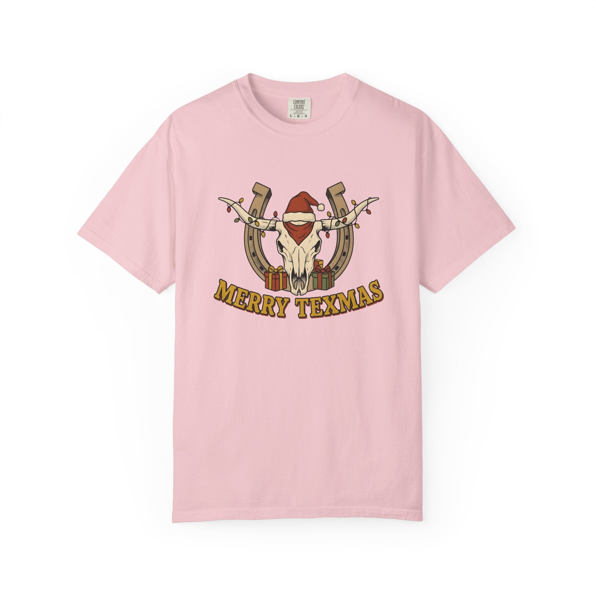 Bull Skull Shirt Christmas Rodeo Gift Women Tribal Tee Cow Skull T-Shirt Xmas Fan Native Tshirt Rodeo Graphic Country Western Horseshoe