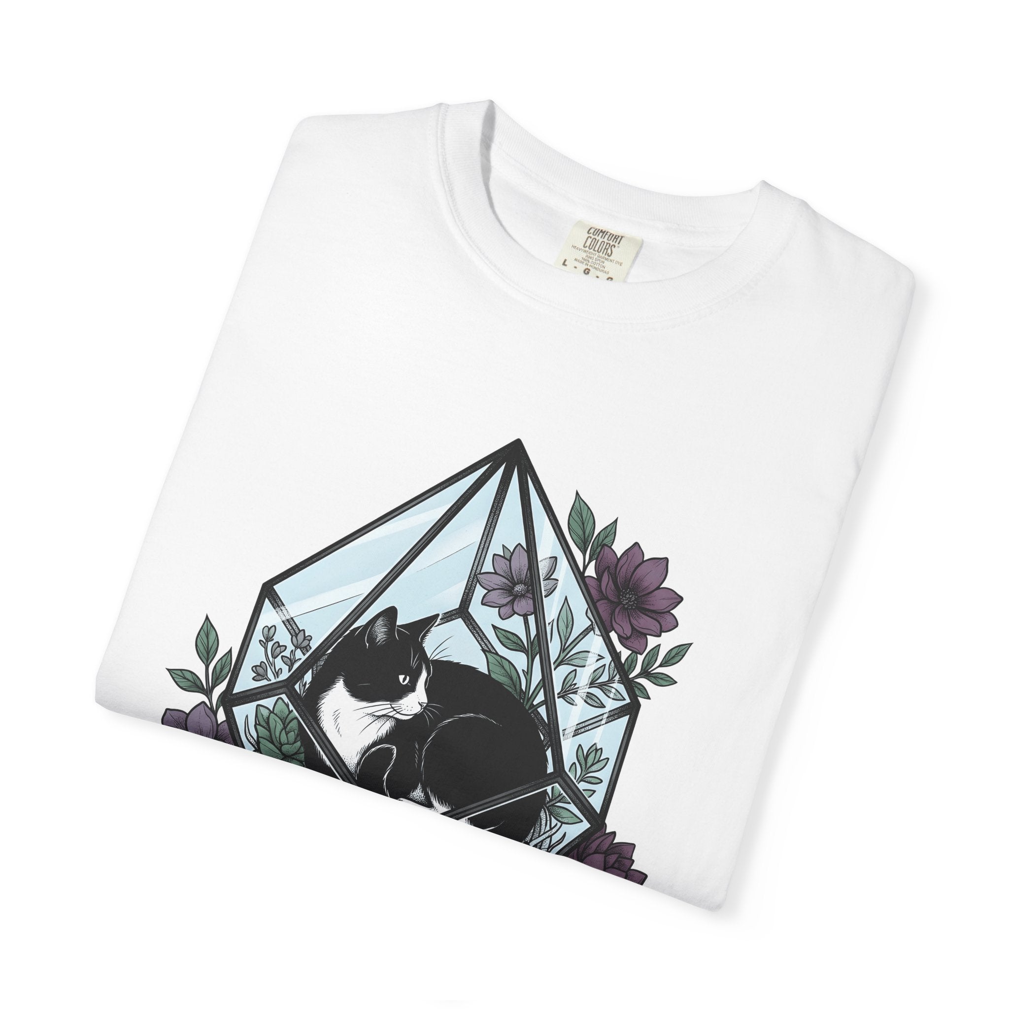 Tuxedo Cat Shirt Cat Plants Gift Women Garden Tee Black Cat T-Shirt Cat Fan Foliage Graphic Tshirt Line Art Aloe Tshirt