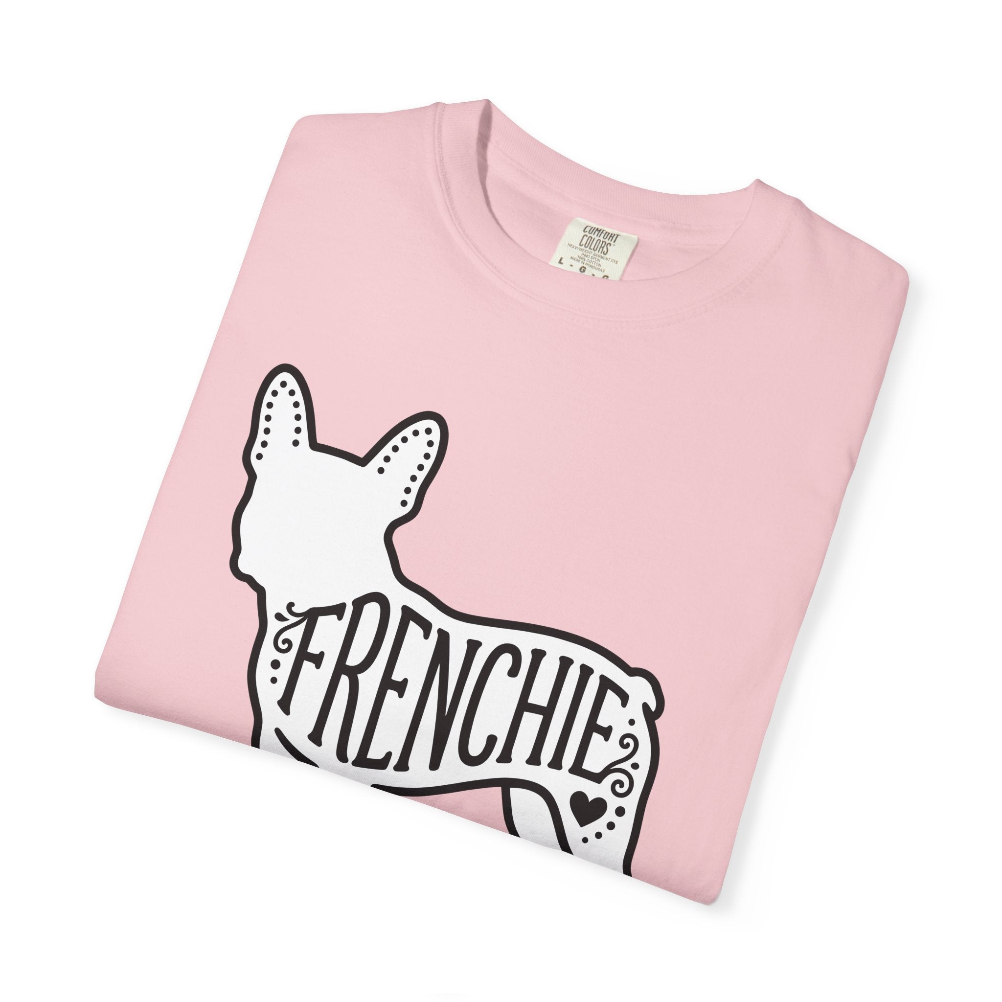 French Bulldog Shirt Dog Critters Gift Women Strong Graphic Tee Bulldog T-Shirt Dog Fan Graphic Tshirt Creature Graphic Linear Heart Icon