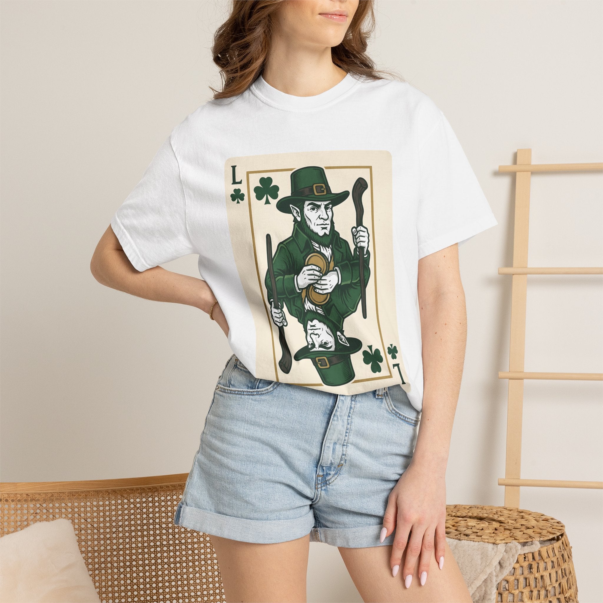 Leprechaun Playing Card Shirt St Patrick's Day Casino Gift Women Antique Tee Lucky Card T-Shirt Shamrock Fan Vintage Tshirt Poker Graphic