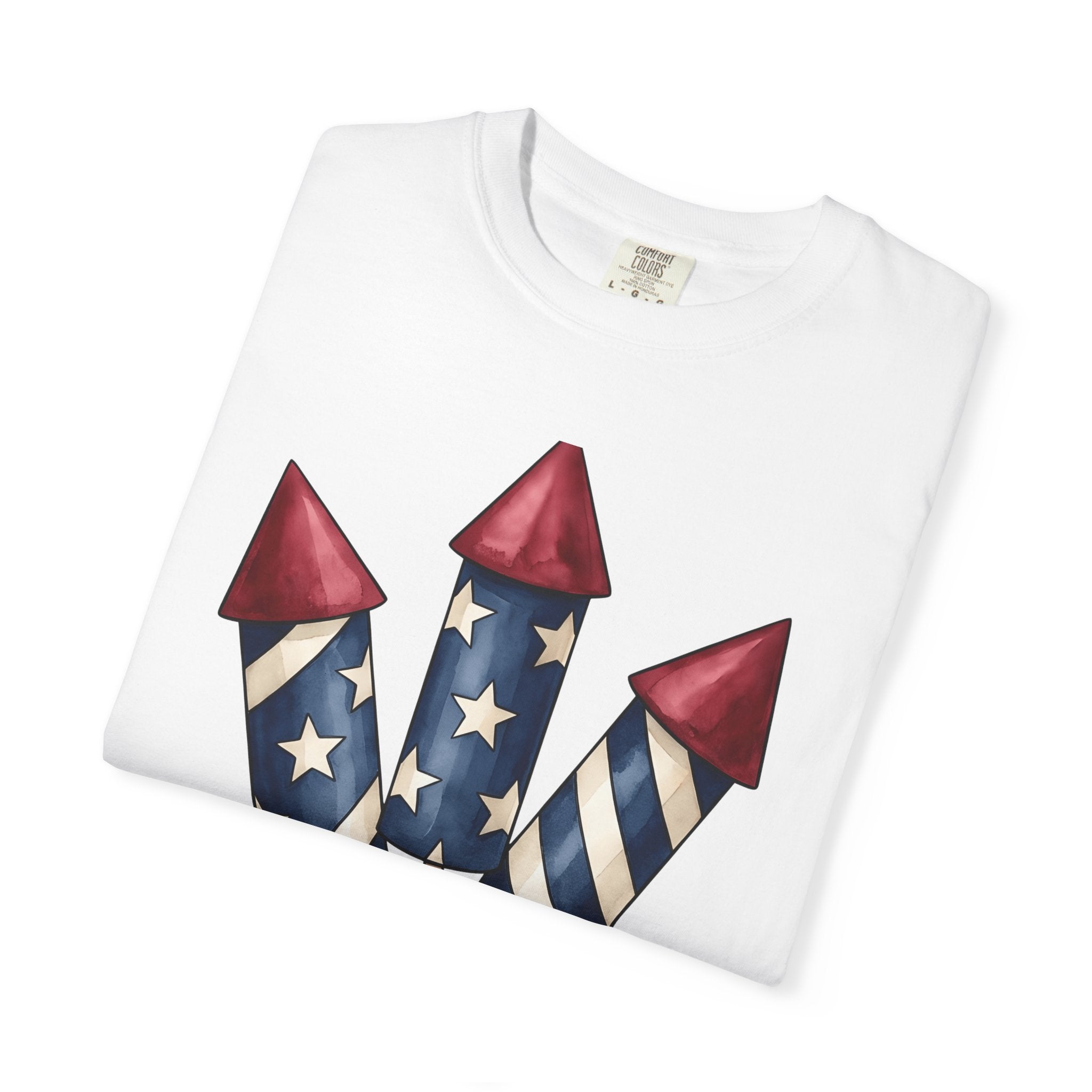 Firework Rockets Shirt 4th Of July Americana Gift Women Watercolor Tee Fireworks T-Shirt Patriotic Fan Pyrotechnics Tshirt American Graphic