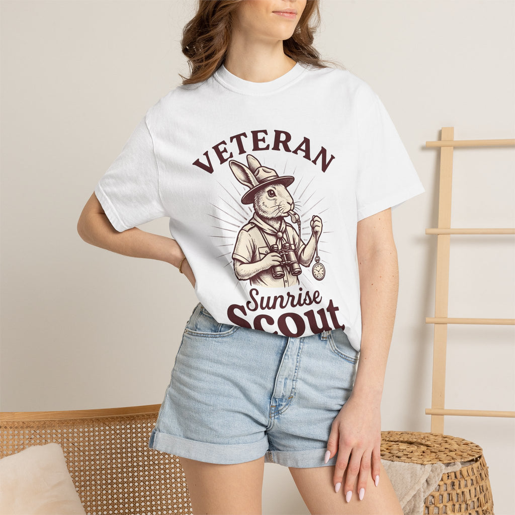Rabbit Scout Shirt Easter Animal Gift Women Vintage Tee Bunny T-Shirt Easter Fan Creature Graphic Tshirt Retro Tshirt Hand Drawn Pocket