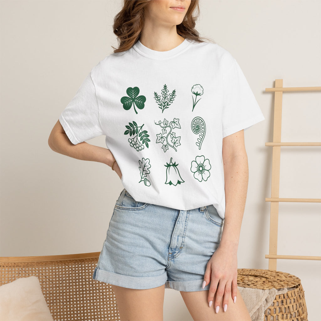 Clover Plants Shirt St. Patrick's Day Outdoors Gift Women Floral Art Tee Shamrock T-Shirt Luck Fan Botanical Tshirt Nature Graphic Simple