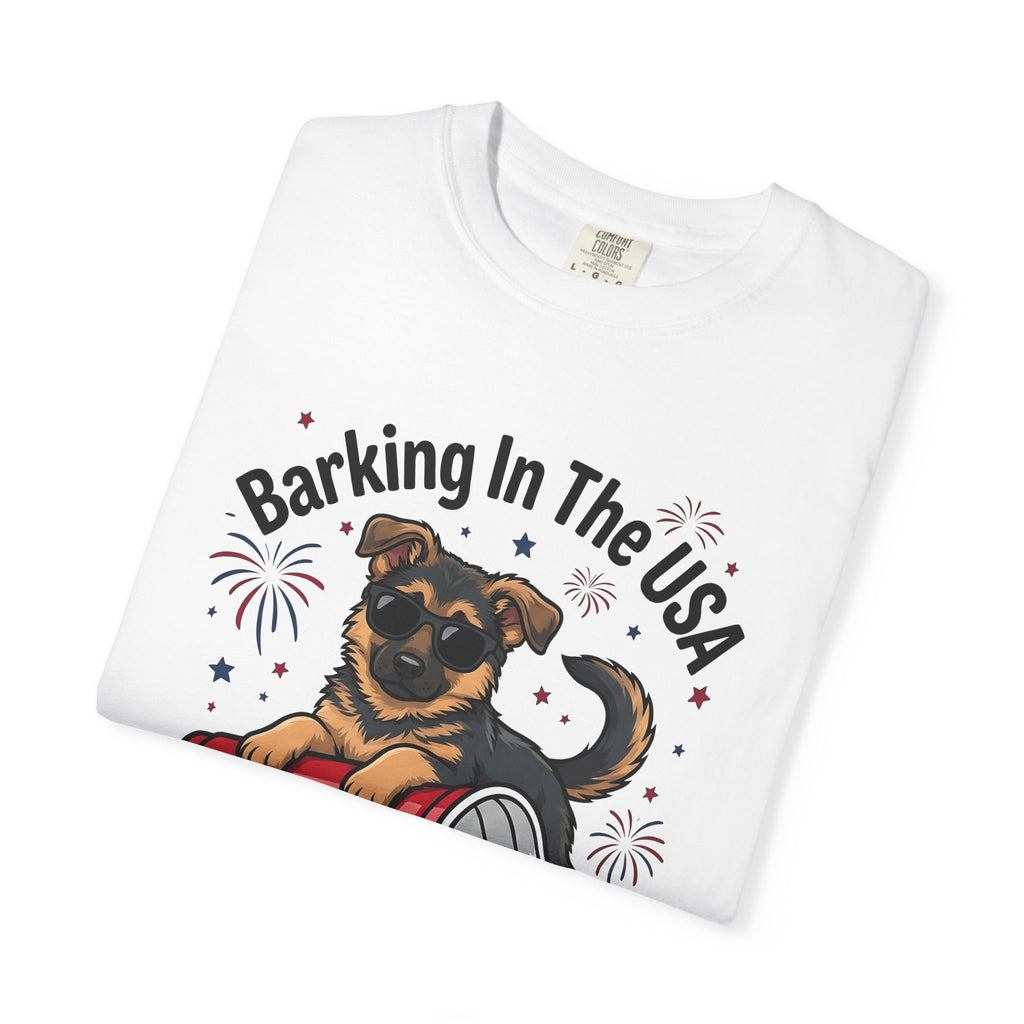 German Puppy Shirt Dog Flag Gift Women Caricature Tee Dog T-Shirt Dog Fan Puppy Tshirt Flag Graphic Nostalgic Fireworks Display Tshirt