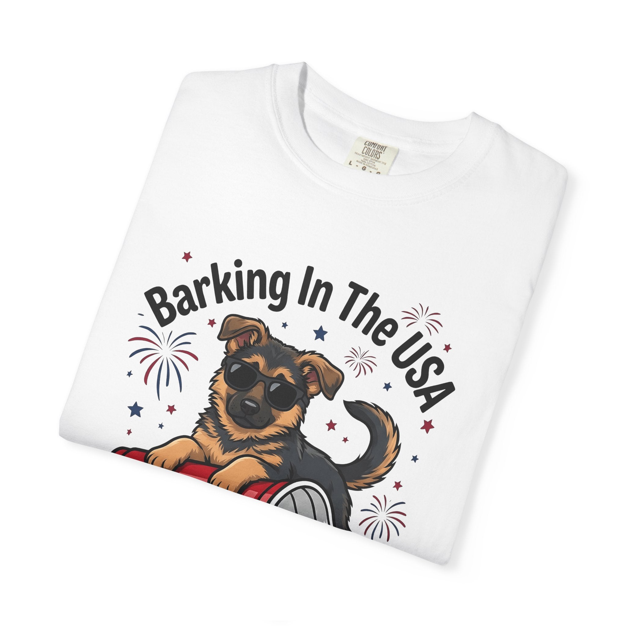German Puppy Shirt Dog Flag Gift Women Caricature Tee Dog T-Shirt Dog Fan Puppy Tshirt Flag Graphic Nostalgic Fireworks Display Tshirt