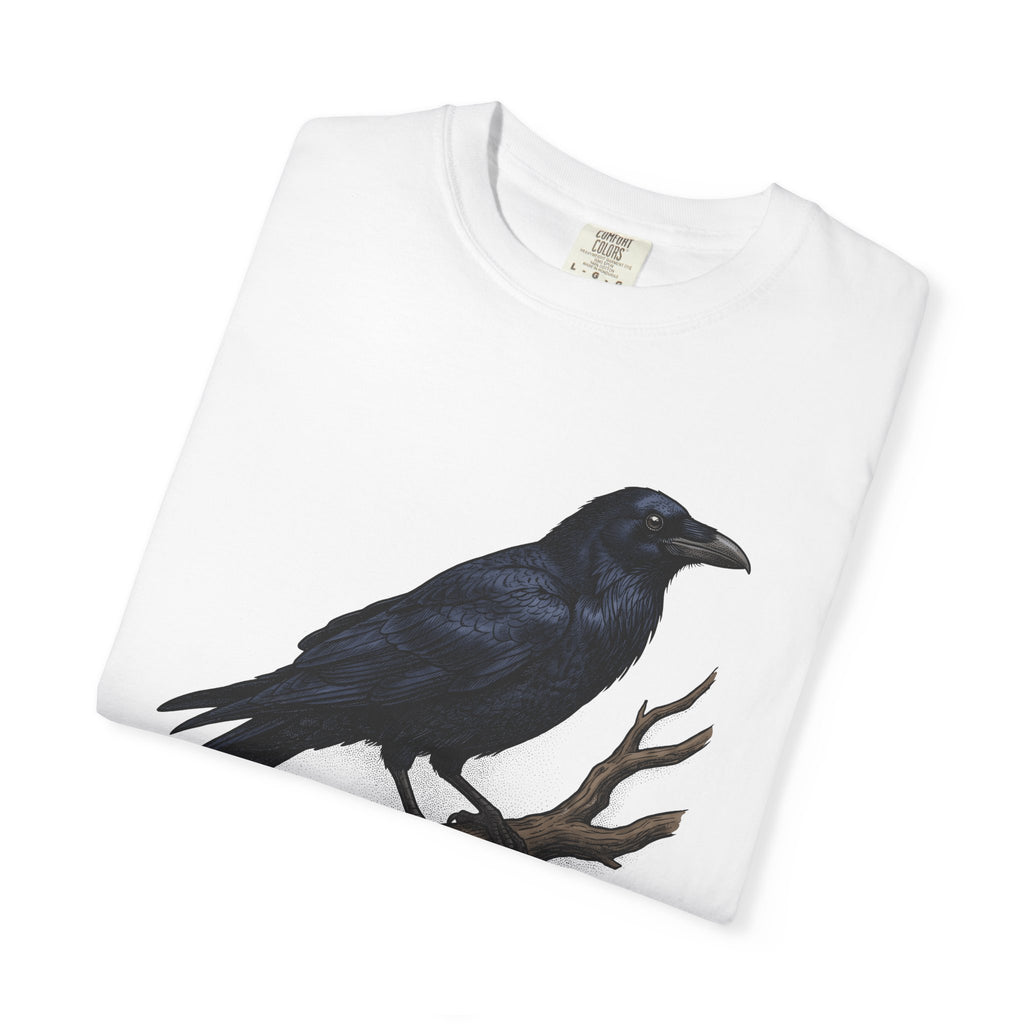 Raven Bird Shirt Halloween Nature Gift Women Gothic Tee Crow T-Shirt Horror Fan Dark Tshirt Wilderness Graphic Vintage Tree Branch Tshirt