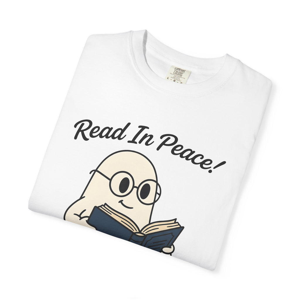 Haunted Book Shirt Funny Literature Gift Women Doodle Tee Spooky Book T-Shirt Humor Fan Creepy Story Graphic Tshirt Hand Drawn Eyeglasses