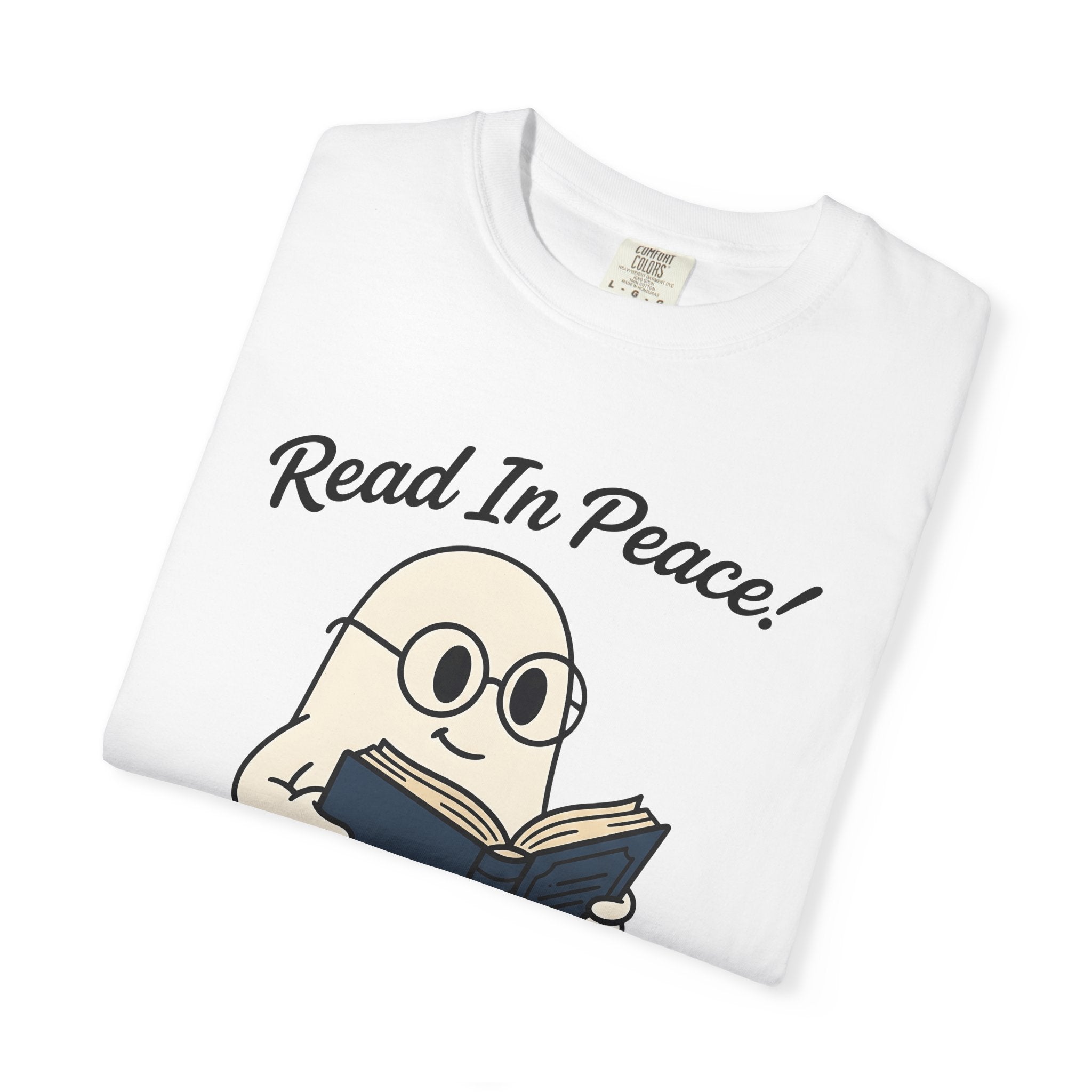 Haunted Book Shirt Funny Literature Gift Women Doodle Tee Spooky Book T-Shirt Humor Fan Creepy Story Graphic Tshirt Hand Drawn Eyeglasses