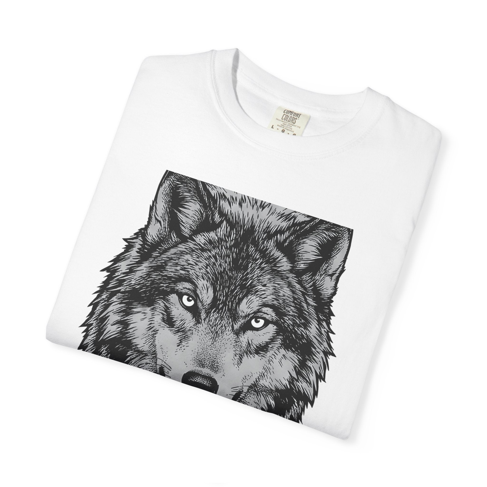 Wolf Drawing Shirt Animals Outdoors Gift Women Detailed Tee Wolf T-Shirt Wildlife Enthusiast Illustrative Tshirt Nature Graphic Hand Drawn