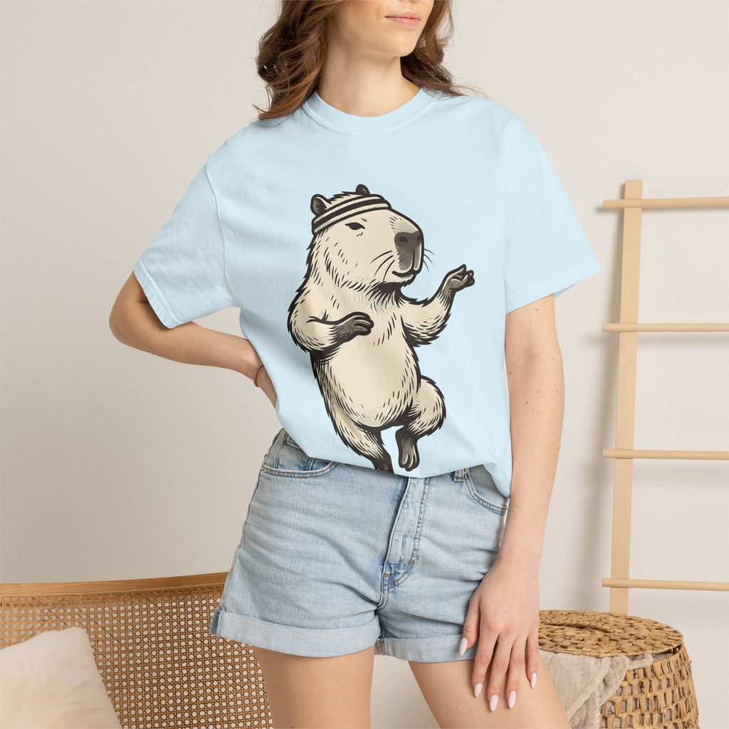Capybara Exercise Shirt Sports Fauna Gift Women Minimalist Tee Rodent T-Shirt Athlete Fan Animal Tshirt Wildlife Graphic Doodle Hairband