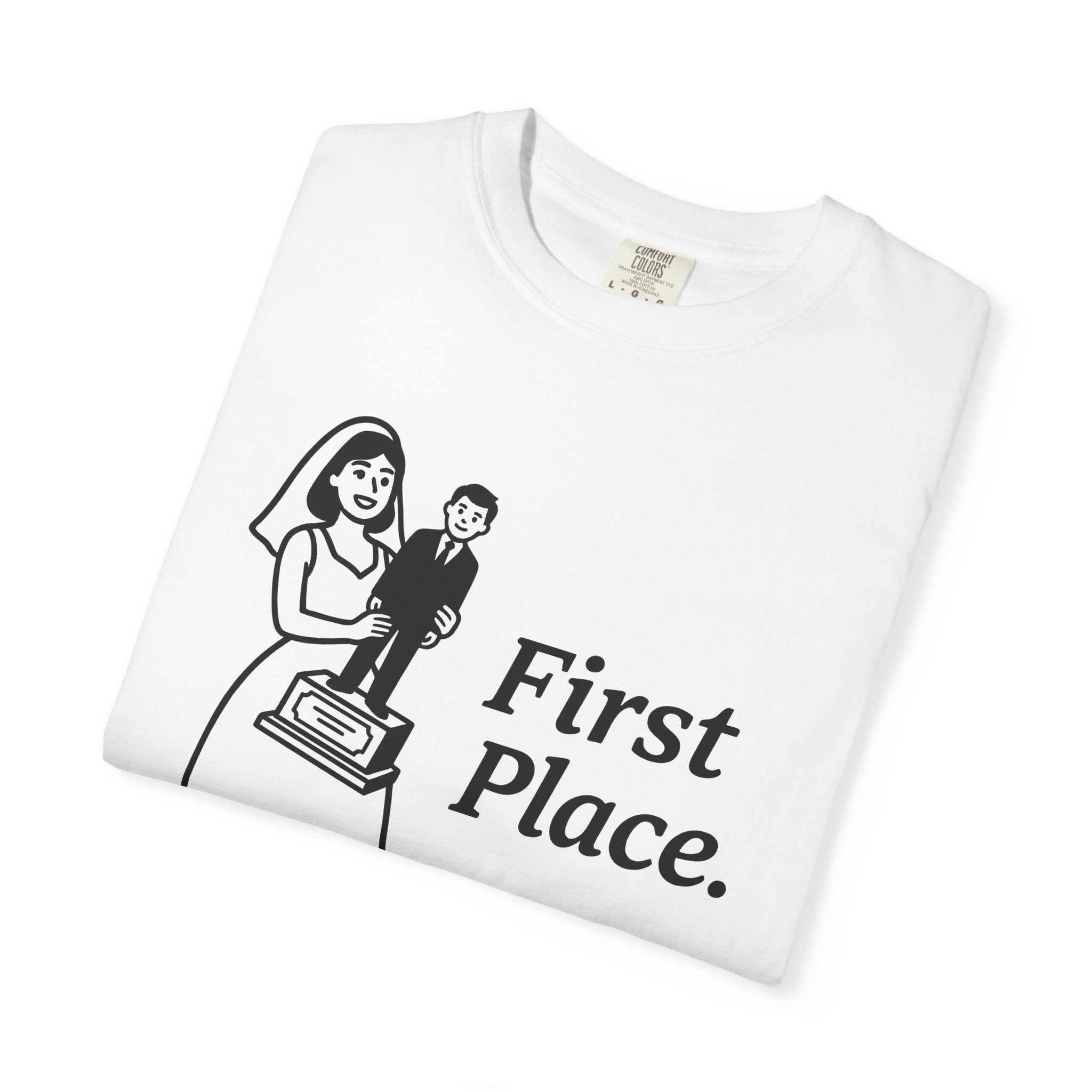 Bride Prize Shirt Funny Matrimony Gift Women Doodle Tee Wedding T-Shirt Humor Fan Cartoon Tshirt Marriage Graphic Sketch Gown Tshirt