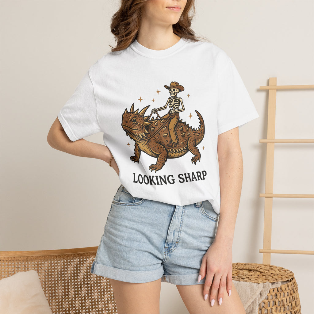 Bony Cowboy Shirt Cowgirl Rodeo Gift Women Traditional Tee Cowpoke T-Shirt Cowgirl Fan Classic Tshirt Rodeo Graphic Ink Drawing Horned Gecko