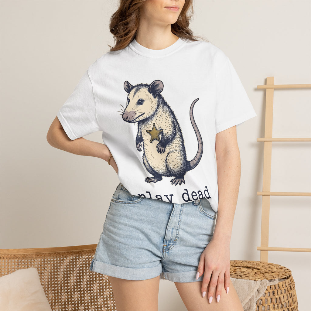 Possum Marshal Shirt Possum Fauna Gift Women Line Art Tee Opossum T-Shirt Possum Fan Opossum Tshirt Wildlife Graphic Hand Drawn Shield