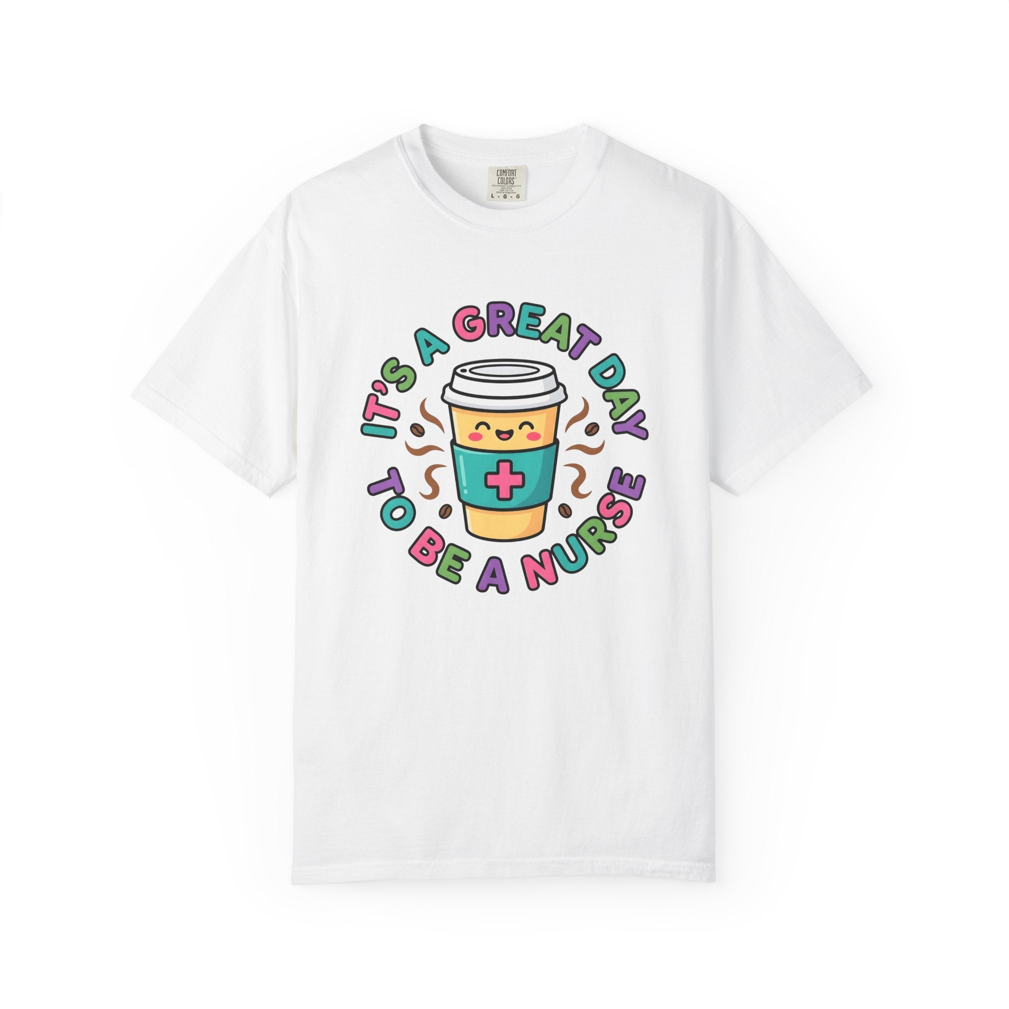 Coffee Cup Character Shirt Nurse Coffee Gift Women Cute Tee Mug T-Shirt Nursing Enthusiast Coffee Cup Tshirt Graphic Cartoon Medical Cross