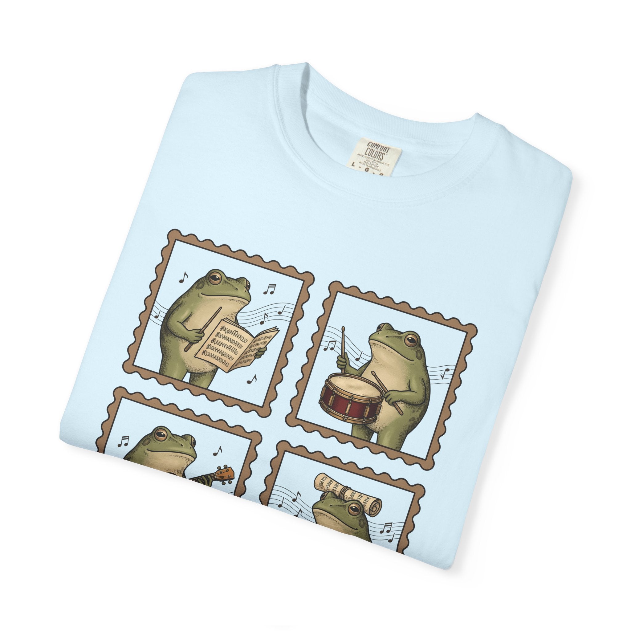 Frog Players Shirt Music Critters Gift Women Sketch Tee Toad T-Shirt Music Fan Drawing Tshirt Antique Melody Signs Tshirt