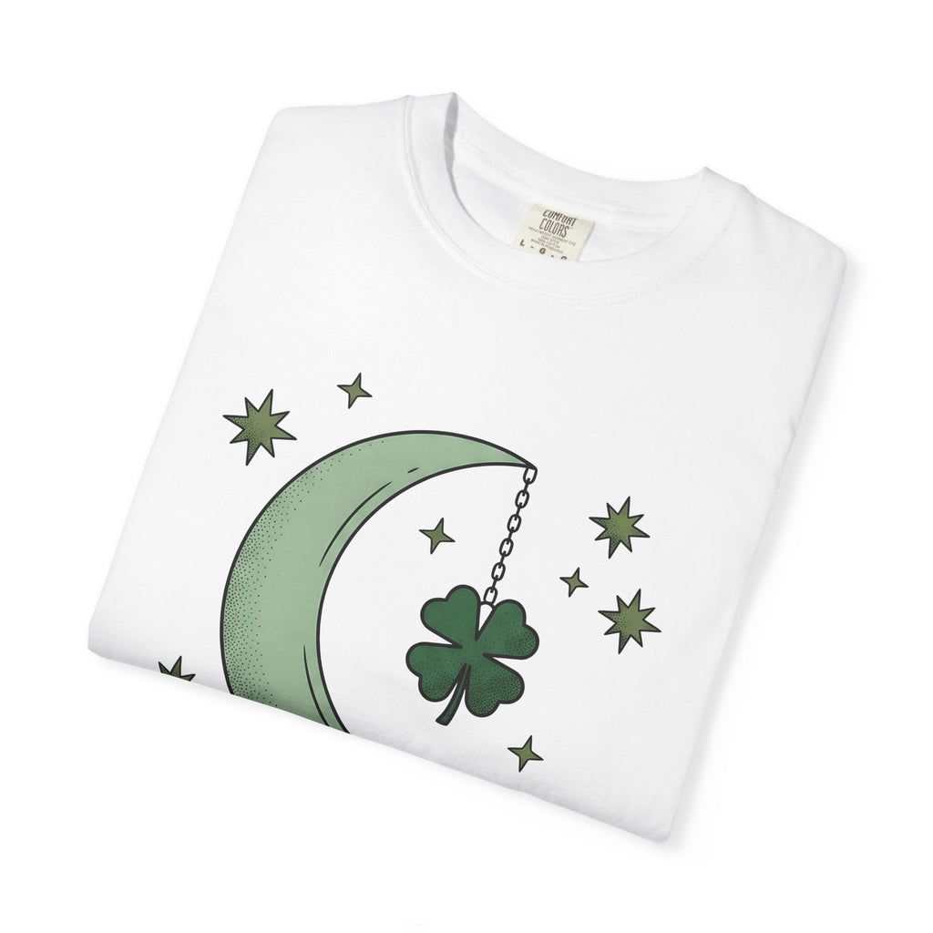Crescent Moon Shirt St. Patrick's Day Celestial Gift Women Boho Tee Lunar T-Shirt Irish Fan Bohemian Tshirt Galaxy Graphic Minimalist