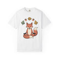 Calm Fox Shirt Yoga Enthusiast Pets Gift Women Cartoon Tee Fox T-Shirt Yogi Fan Comic Tshirt Animal Graphic Line Art Orange Leaves Tshirt