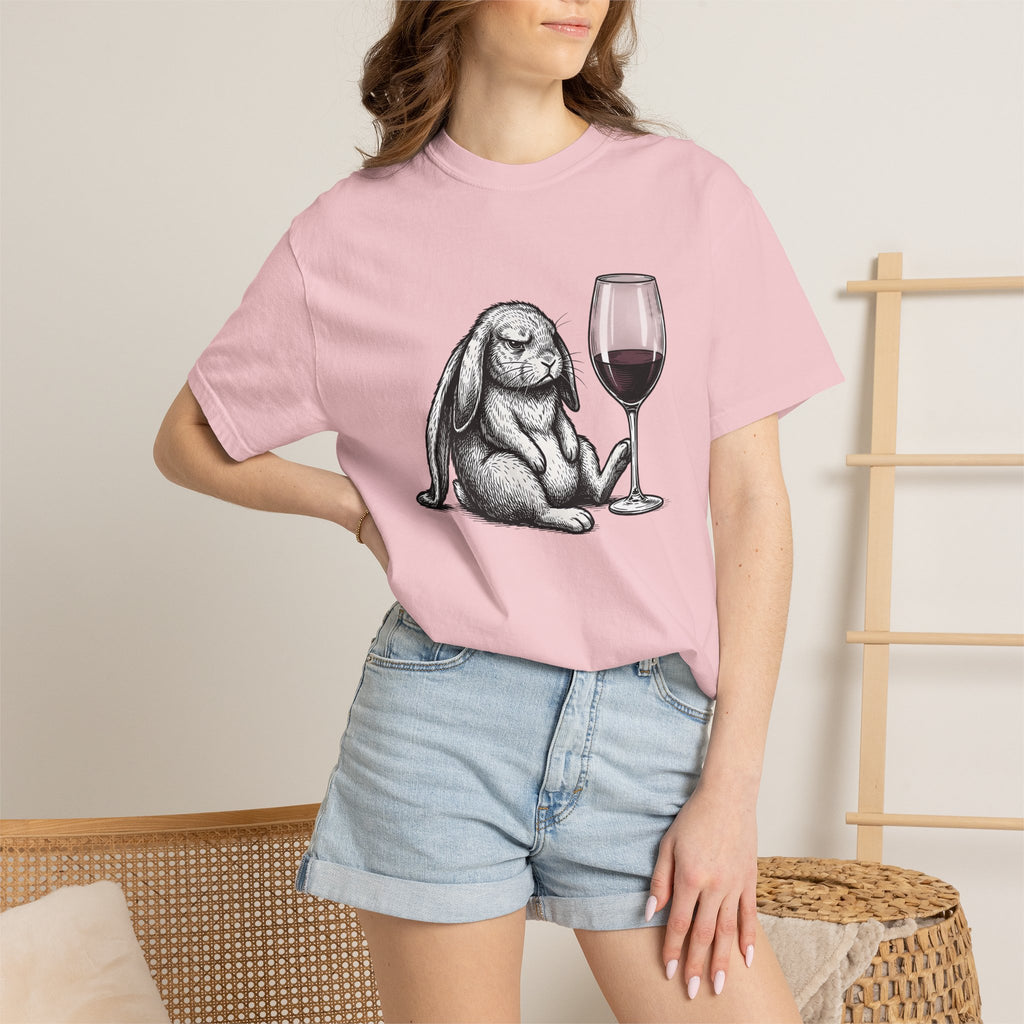 Hare Wine Shirt Funny Critter Gift Women Illustration Tee Wine T-Shirt Humor Fan Vintage Tshirt Animal Graphic Hand Drawn Glassware Tshirt