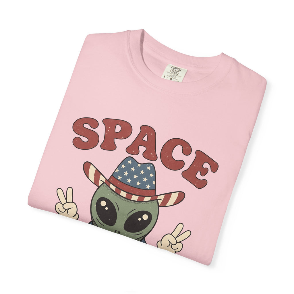 Alien Cowboy Hat Shirt Cowgirl Cosmos Gift Women Animated Tee Space Hat T-Shirt Cowgirl Fan Cartoon Tshirt Galaxy Graphic Old School Peace