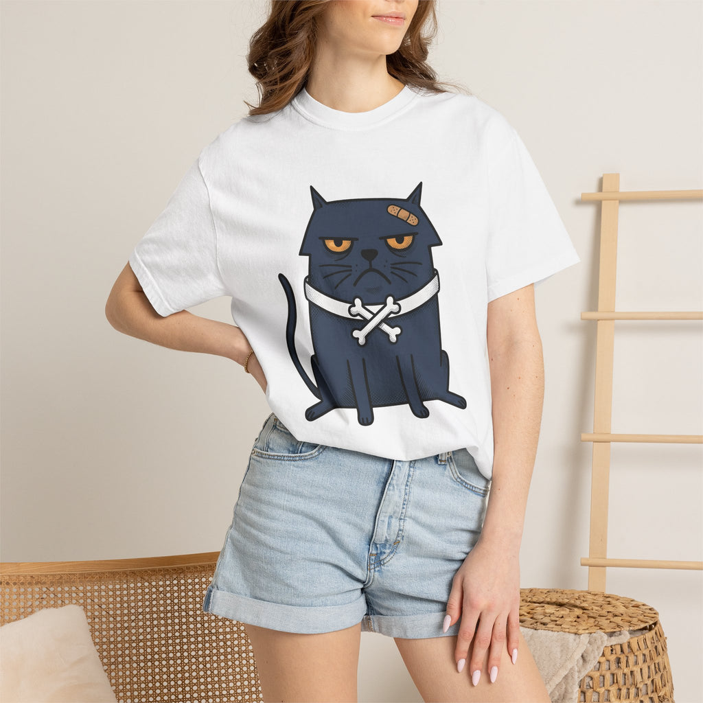 Angry Cat Shirt Cat Joke Gift Women Comic Tee Kitty T-Shirt Feline Fan Cartoon Tshirt Humor Graphic Vintage Plaster Tshirt