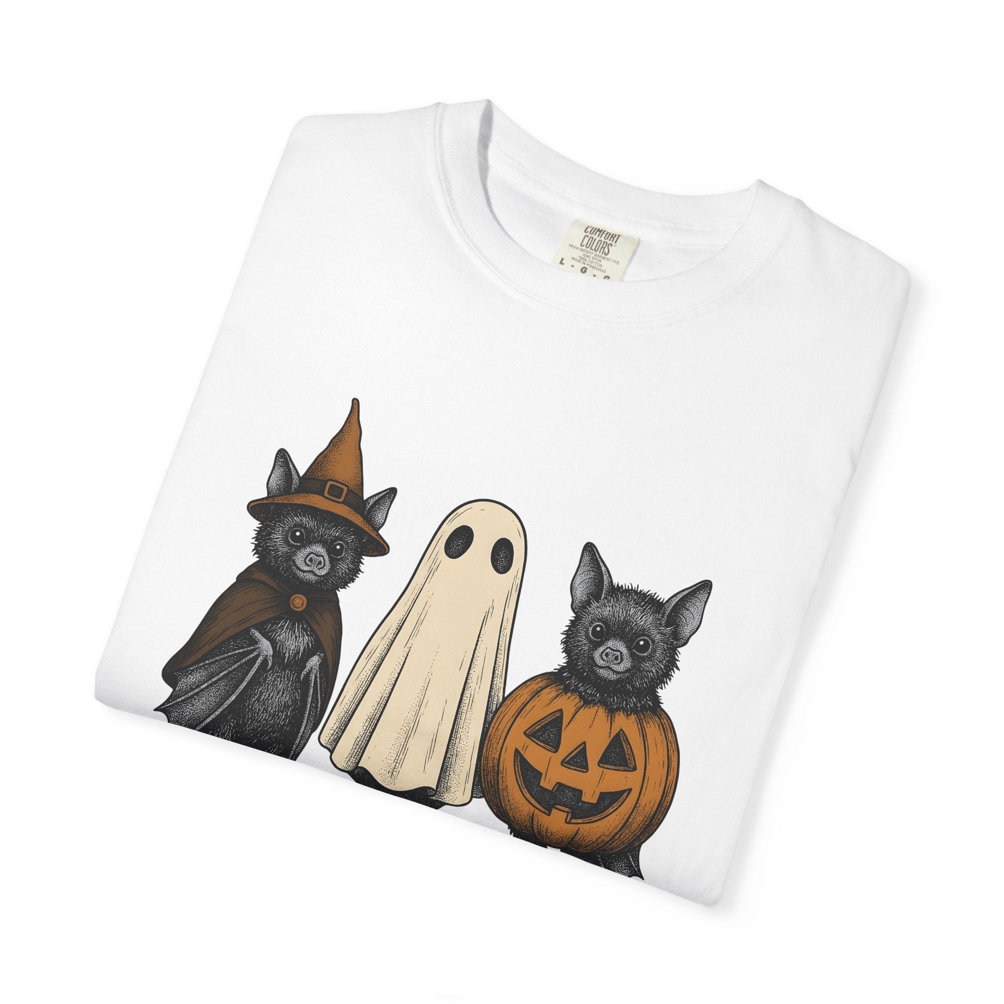Bat Outfit Shirt Halloween Wildlife Gift Women Retro Tee Costume T-Shirt Halloween Fan Pumpkin Tshirt Wildlife Graphic Sketch Jack-O-Lantern