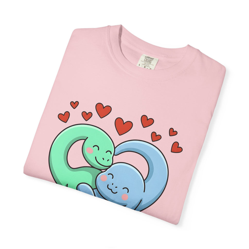 Dino Couple Shirt St. Valentine's Day Affection Gift Women Adorable Tee Dinosaur T-Shirt Valentine Fan Cute Tshirt Love Graphic Animation