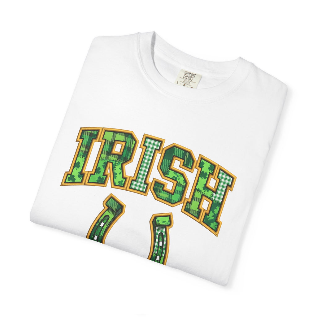 Horseshoe Shirt St Patrick's Day Charm Gift Women Applique Tee Horse Shoe T-Shirt Luck Fan Appliqué Tshirt Lucky Graphic Retro Clover Tshirt