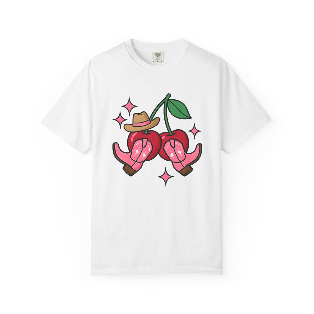 Cherry Cowboy Boots Shirt Cowgirl Western Gift Women Cartoon Tee Cowboy Boot T-Shirt Rodeo Fan Cowboy Art Tshirt Country Graphic Retro