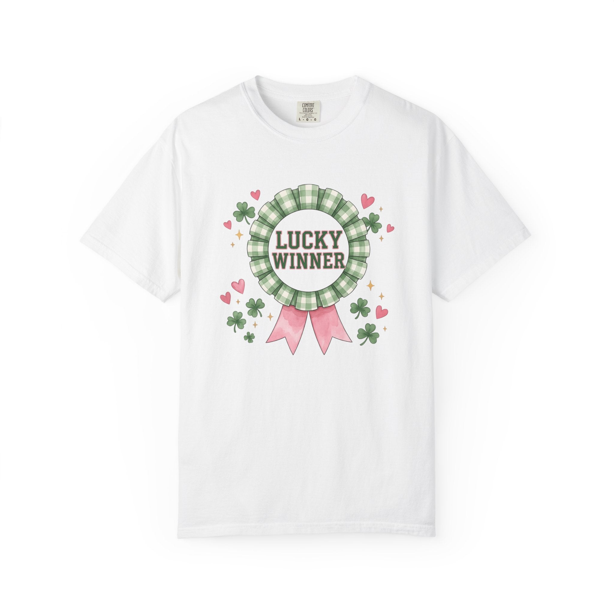 Prize Ribbon Shirt St Patrick's Day Charm Gift Women Hand Painted Tee Rosette T-Shirt Lucky Fan Hand Drawn Tshirt Allure Graphic Retro