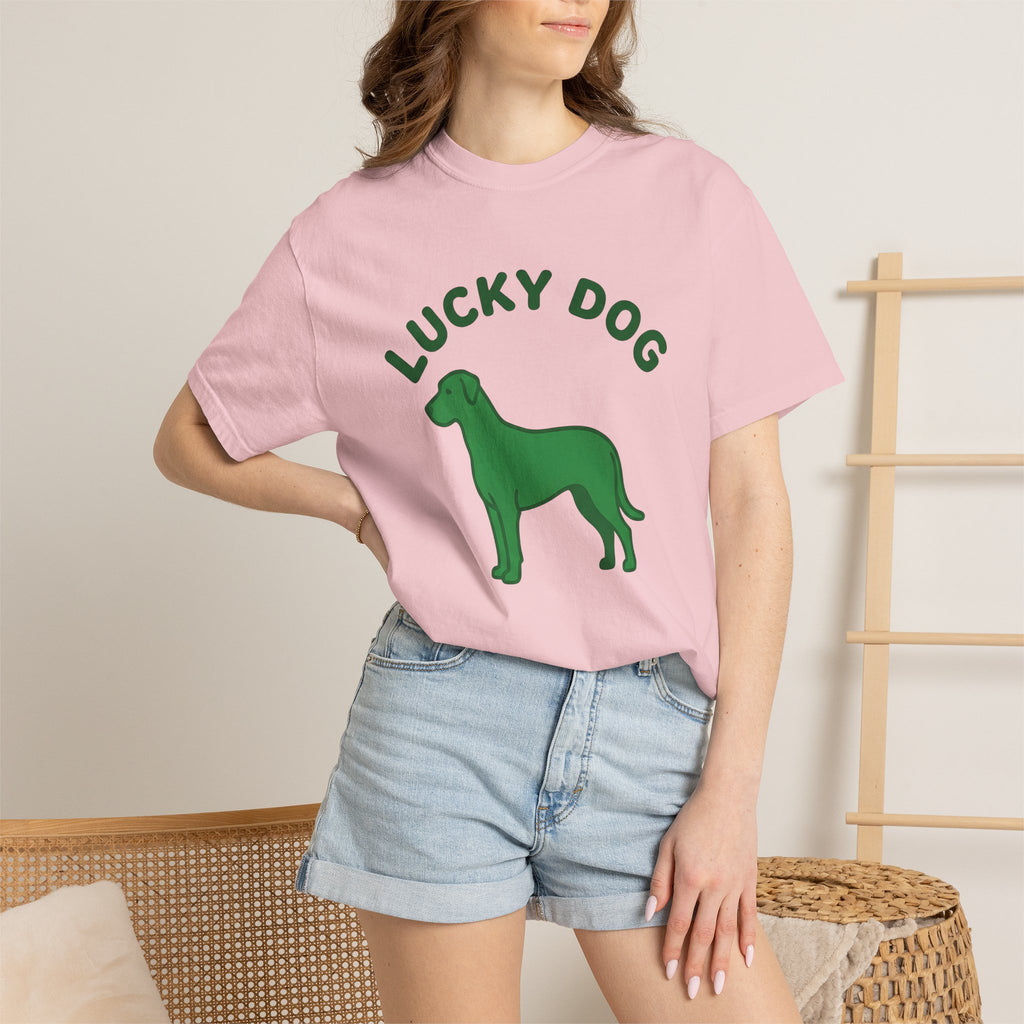 Shamrock Dog Shirt St Patrick's Day Creature Gift Women Flat Graphic Tee Lucky Dog T-Shirt St Patty's Fan Graphic Tshirt Animal Graphic Neat
