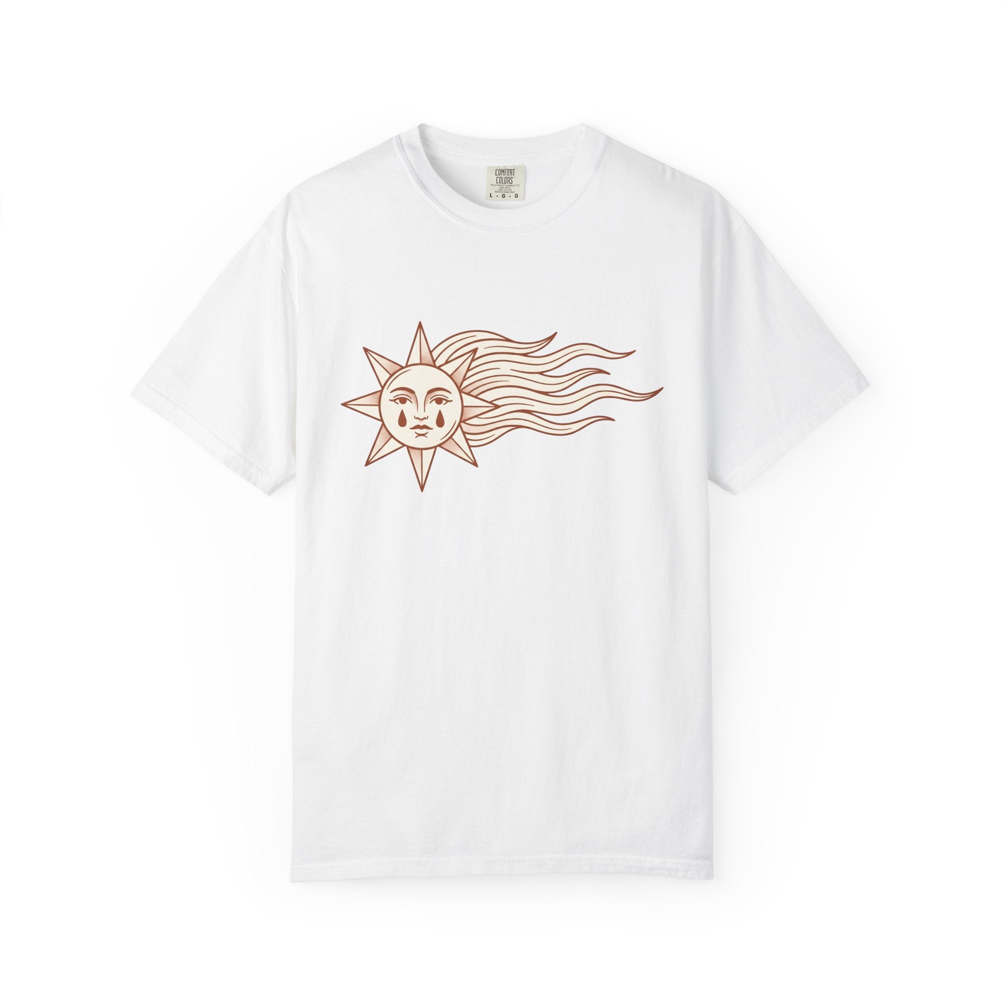Sun Face Shirt Celestial Zodiac Gift Women Bohemian Tee Sun T-Shirt Galaxy Enthusiast Hippie Tshirt Astrology Graphic Retro Stars Tshirt
