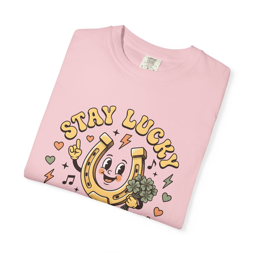 Horseshoe Shirt St. Patrick's Day Luck Gift Women Cartoon Tee Horseshoe T-Shirt Irish Fan Comic Tshirt Fortune Graphic Retro Shamrock Tshirt