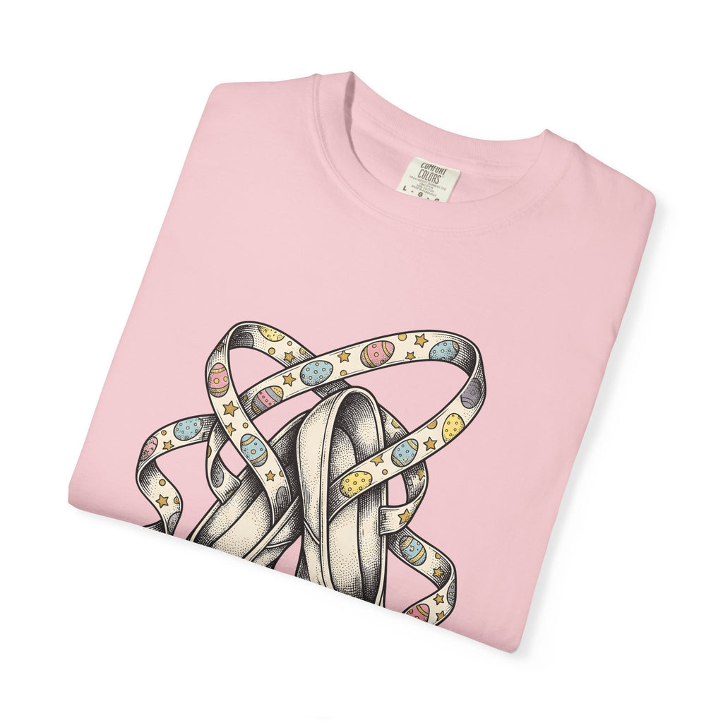 Ballet Flats Shirt Easter Recital Gift Women Cartoon Tee Dance Shoes T-Shirt Easter Fan Toon Tshirt Performance Graphic Sketch Painted Eggs