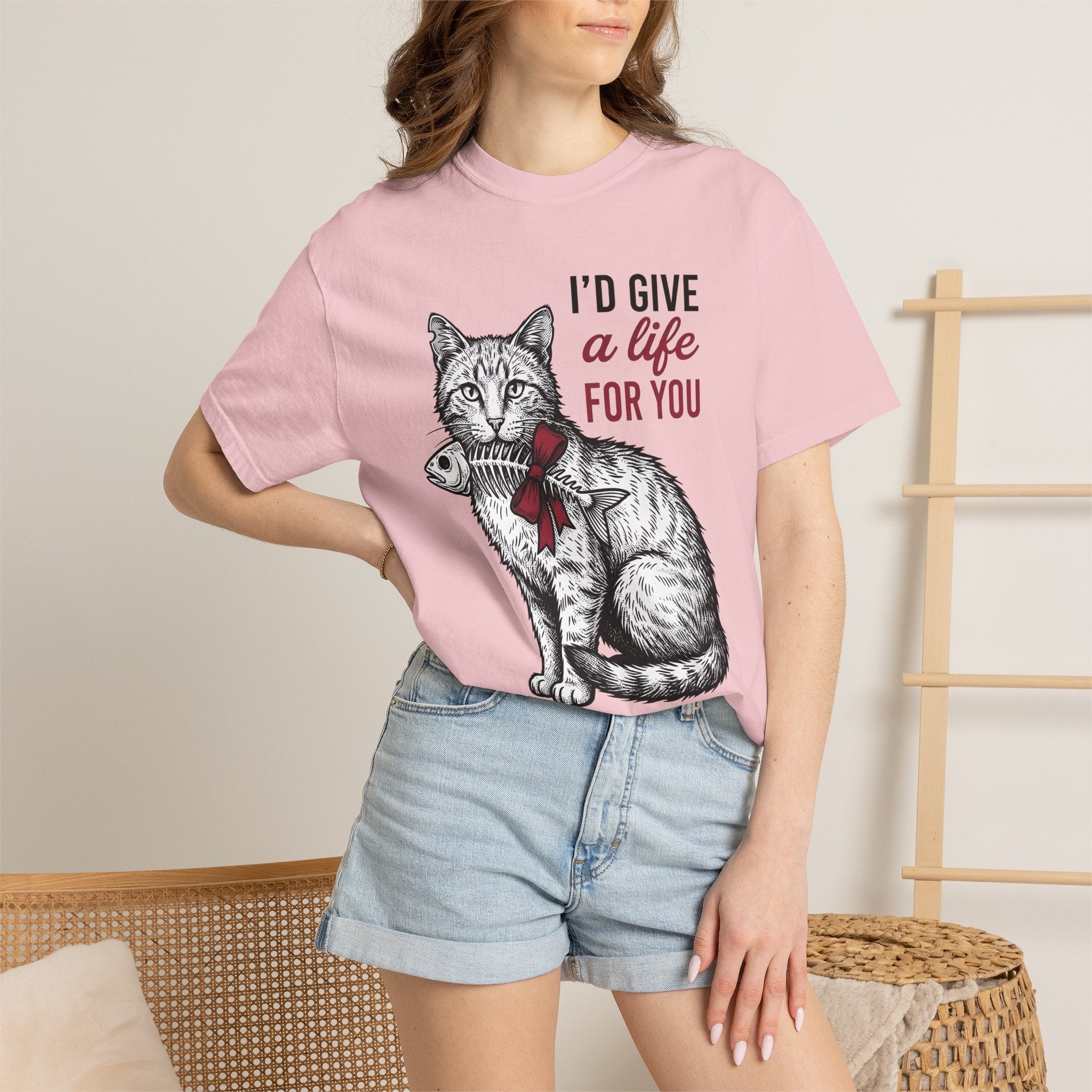 Cat Fishbone Shirt St. Valentine's Day Animal Gift Women Hand Drawn Tee Fish Skeleton T-Shirt Valentine Fan Illustrated Graphic Tshirt