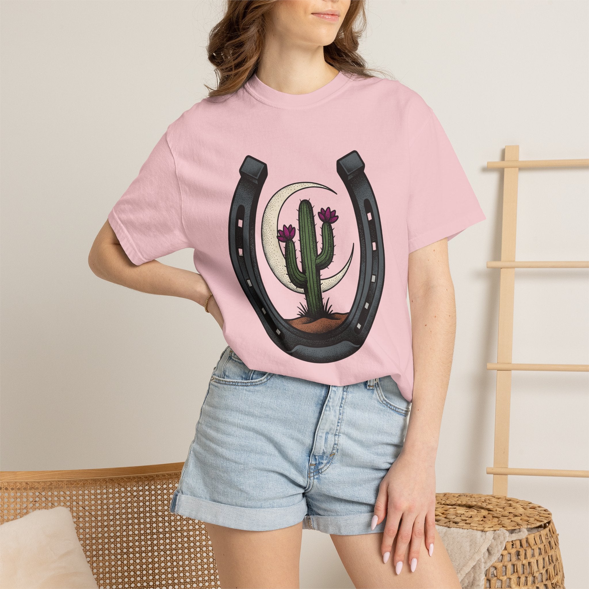 Succulent Horseshoe Shirt Cowgirl Rodeo Gift Women Southwestern Tee Succulent T-Shirt Cowboy Fan Western Tshirt Rodeo Graphic Retro Crescent