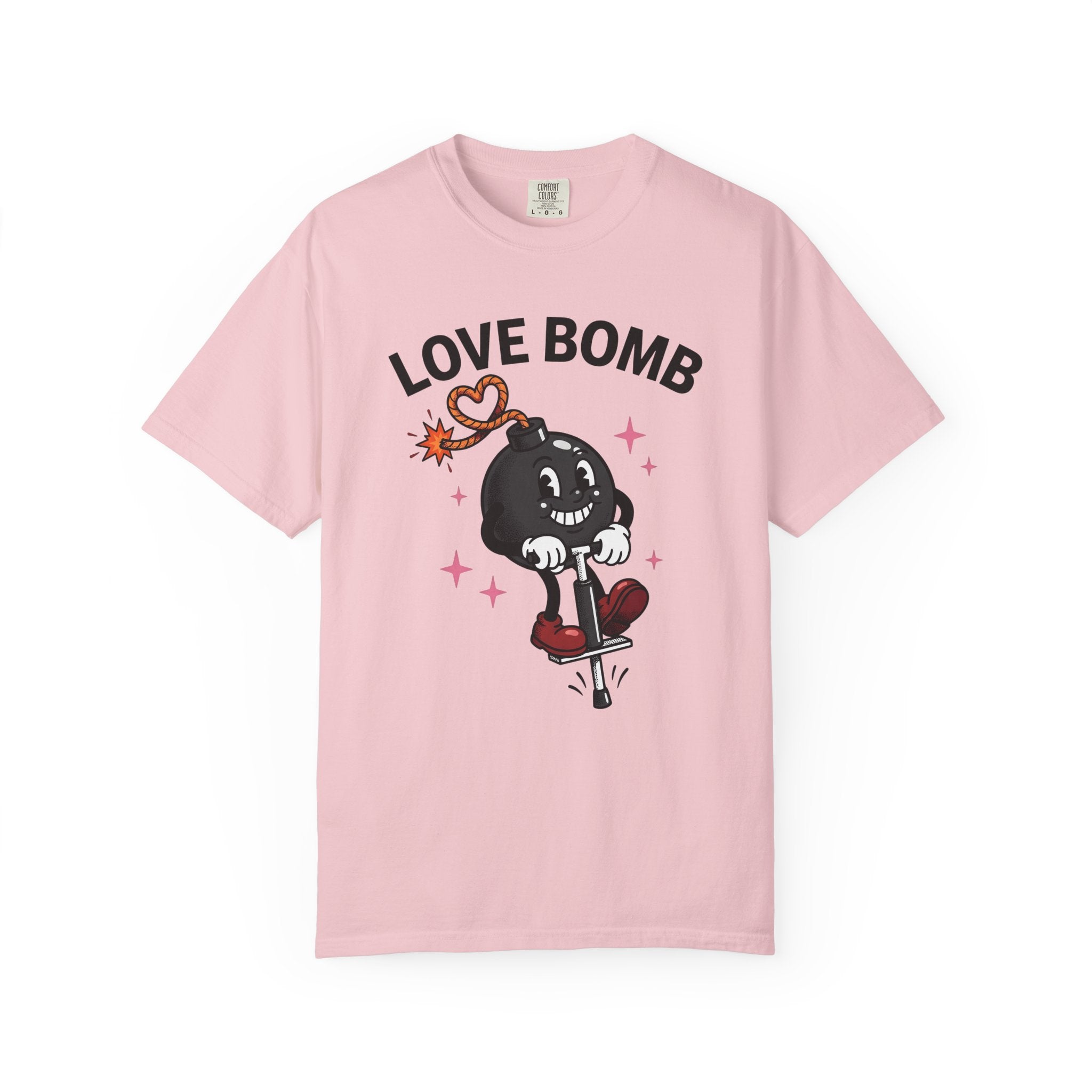 Cartoon Bomb Icon Shirt St. Valentine's Day Duos Gift Women Retro Tee Explosive T-Shirt Valentine Fan Vintage Tshirt Couples Graphic Hand