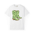 Leather Boots Shirt St Patrick's Day Rodeo Gift Women Cartoon Tee Boot T-Shirt Shamrock Fan Comic Tshirt Cowboy Graphic Hand Drawn Lucky