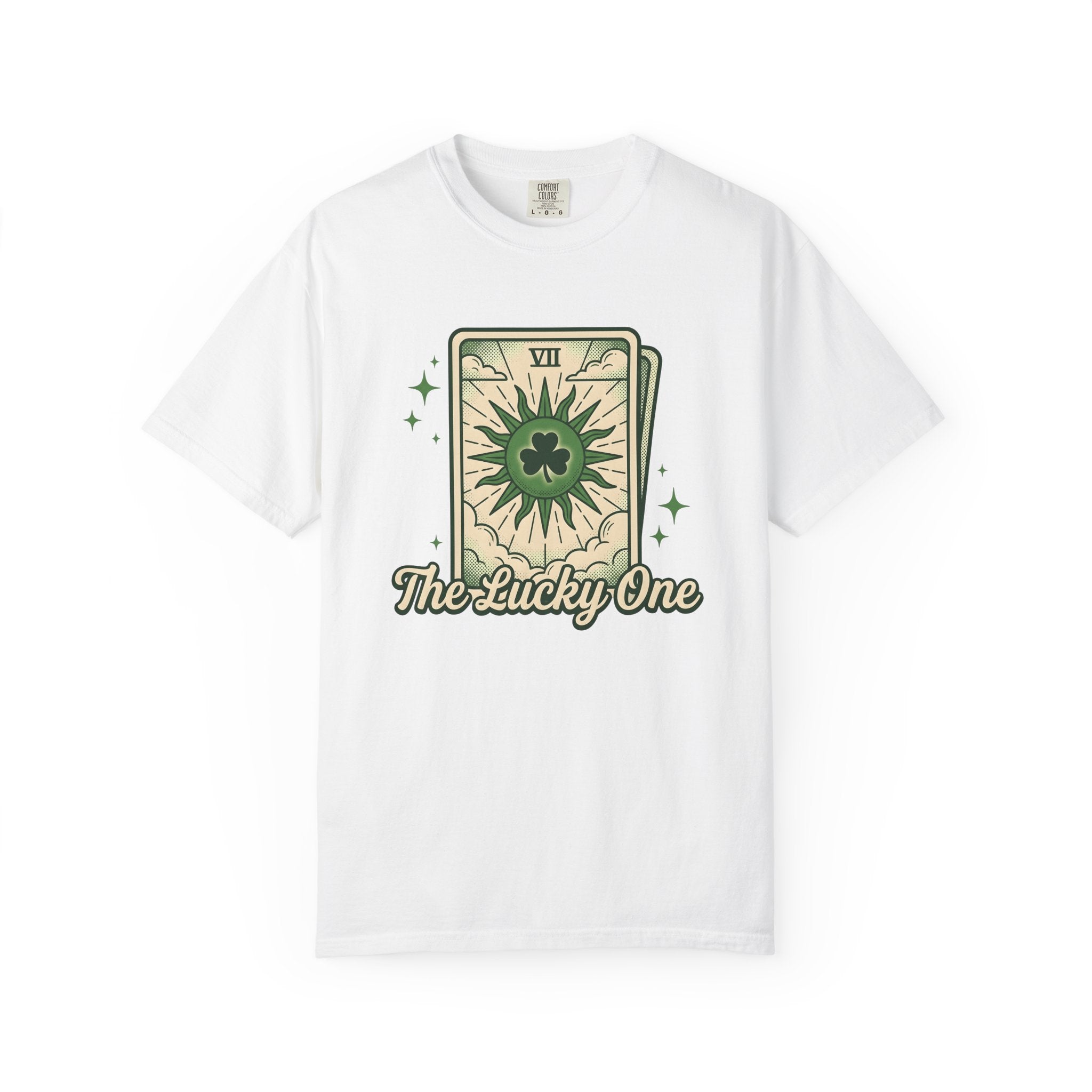 Tarot Card Clover Shirt St. Patrick's Day Luck Gift Women Vintage Tee Shamrock T-Shirt Irish Fan Retro Illustration Fortune Graphic Retro