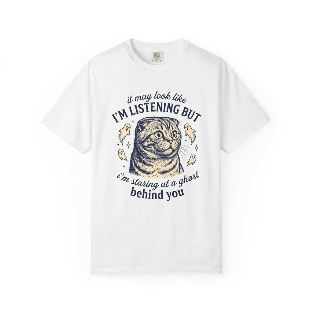 Tabby Cat Shirt Cat Halloween Gift Women Vintage Tee Kitty T-Shirt Cat Fan Retro Tshirt Spooky Graphic Hand Drawn Ghost Tshirt