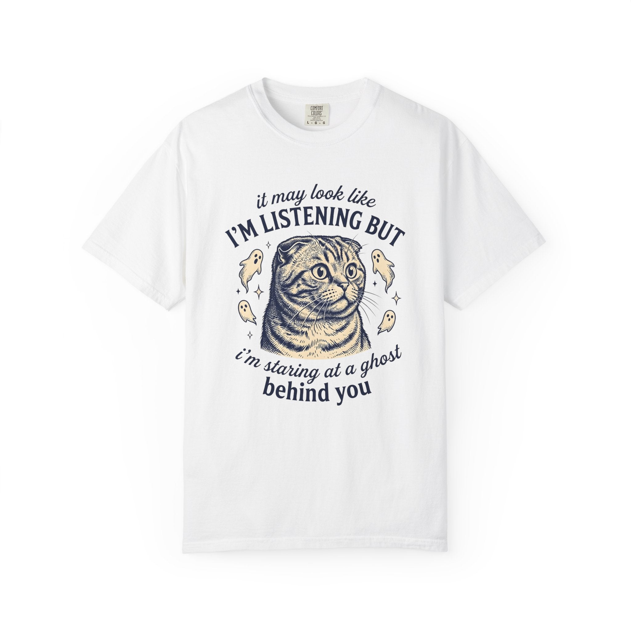 Tabby Cat Shirt Cat Halloween Gift Women Vintage Tee Kitty T-Shirt Cat Fan Retro Tshirt Spooky Graphic Hand Drawn Ghost Tshirt