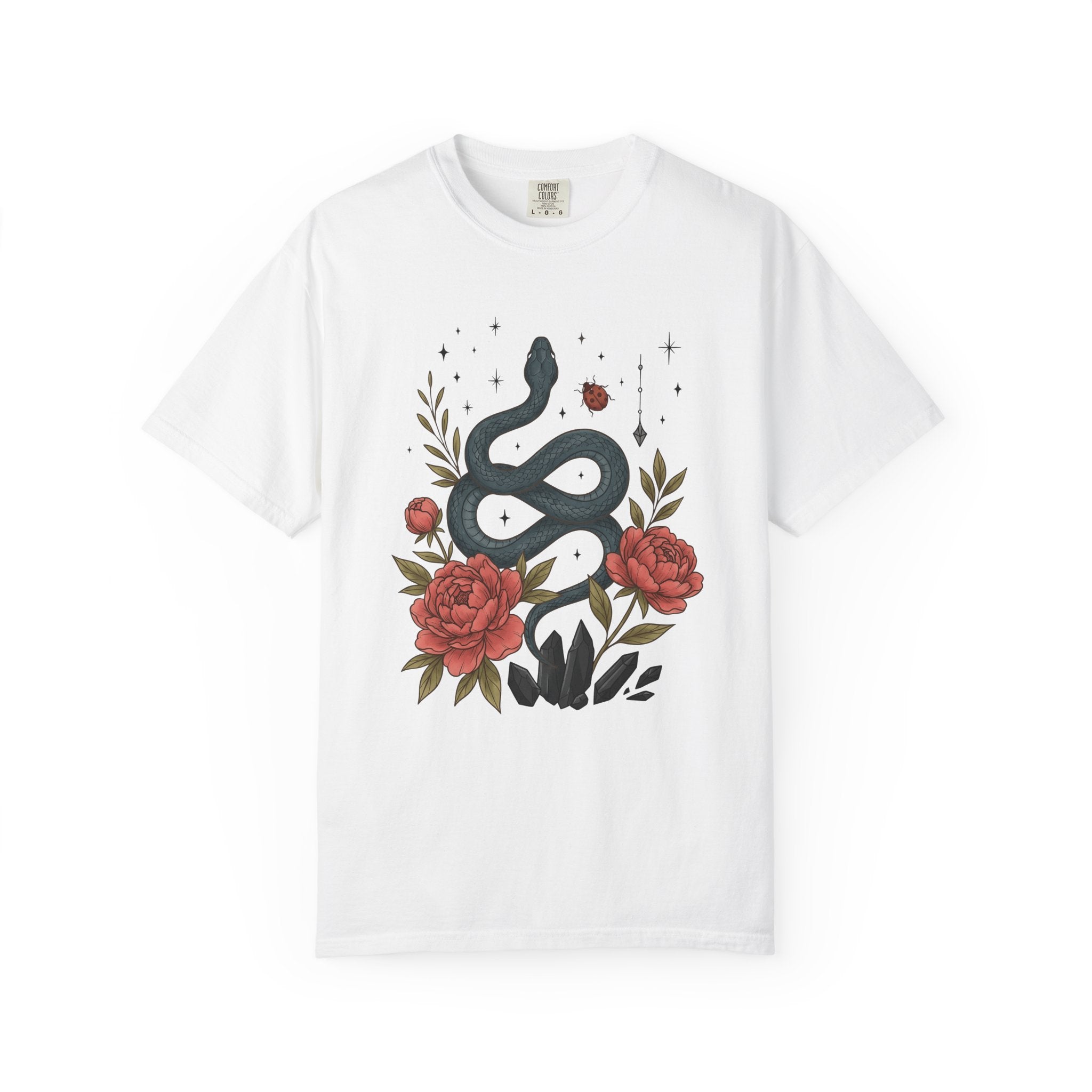 Serpent Bloom Shirt Boho Chic Esoteric Gift Women Traditional Tattoo Tee Snake T-Shirt Bohemian Enthusiast Tattooed Tshirt Mystic Graphic