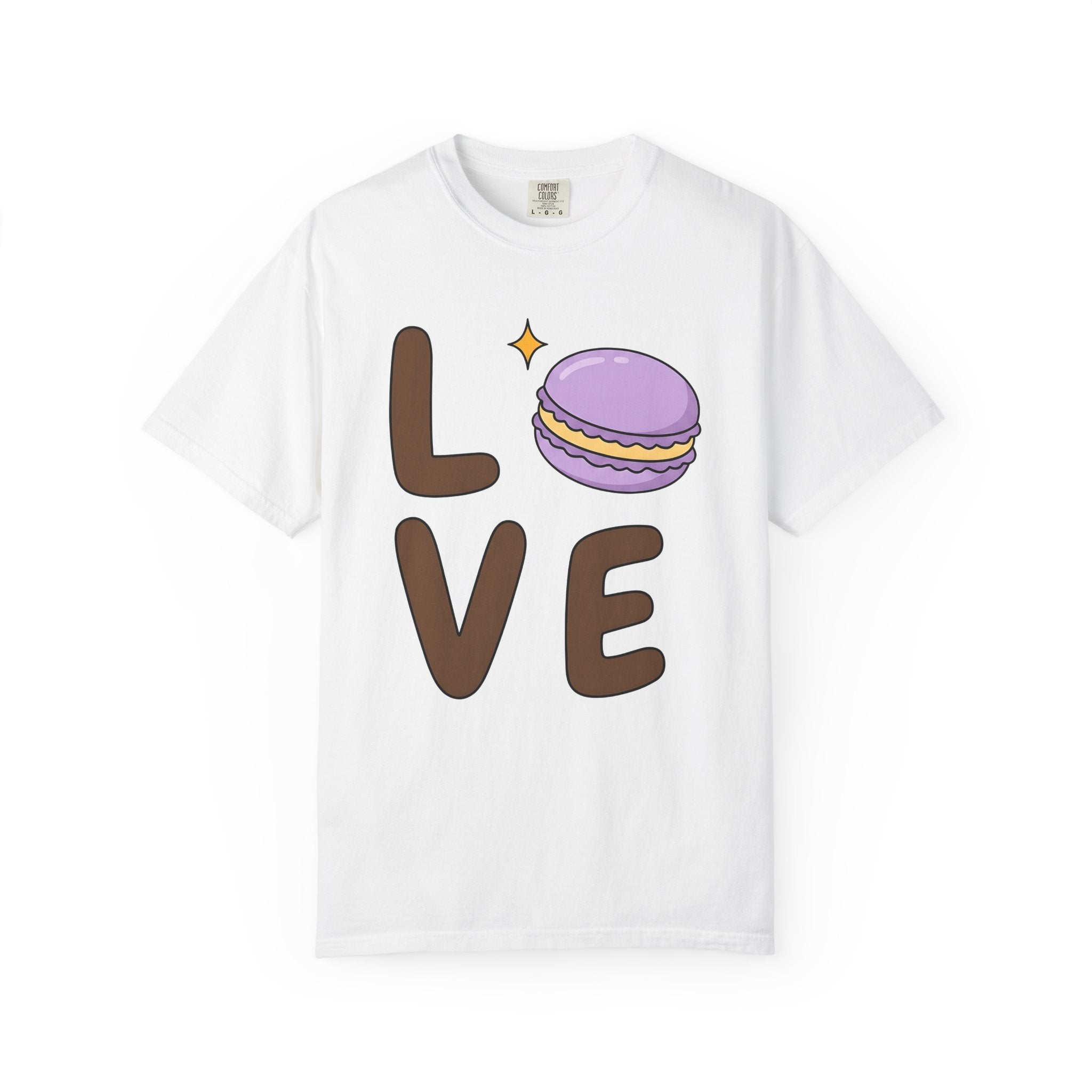 Macaron Illustration Shirt Desserts Gastronomy Gift Women Adorable Tee Macaron T-Shirt Pastry Fan Cute Tshirt Food Graphic Animated Shimmer