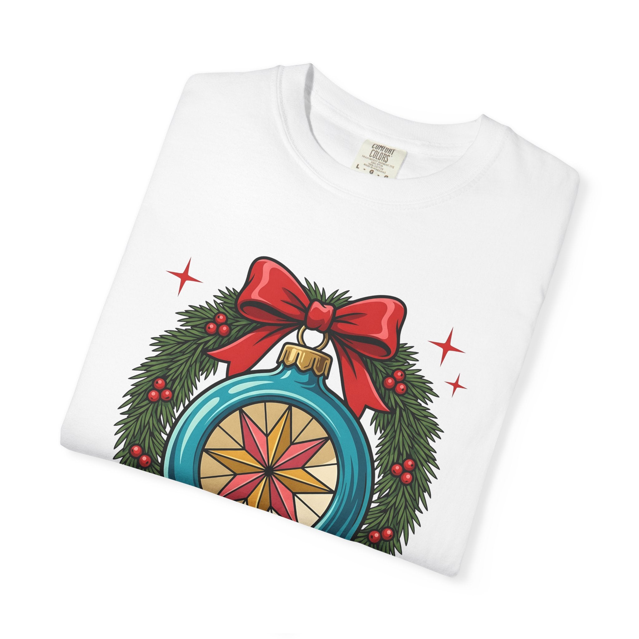 Decoration Wreath Shirt Christmas Celebration Gift Women Graphic Tee Wreath T-Shirt Christmas Fan Graphic Tshirt Party Graphic Retro Red