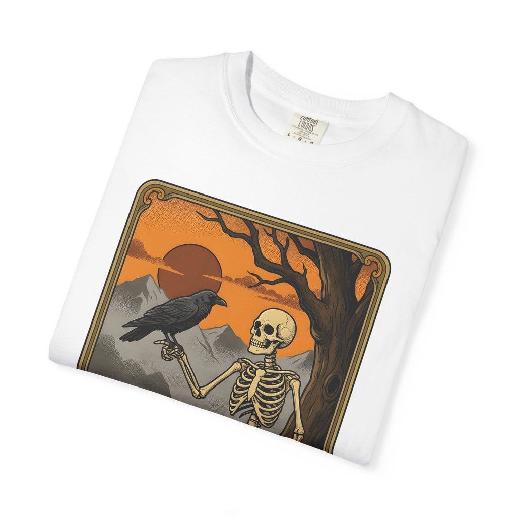Skeleton Crow Shirt Boho Chic Paranormal Gift Women Sketch Tee Crow T-Shirt Bohemian Fan Doodle Tshirt Supernatural Graphic Divination