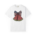 Watermelon Bow Clip Shirt America 4Th Of July Vacation Gift Women Freedom Tee Hair Clips T-Shirt Patriotic Fan Boho Tshirt Travel Graphic